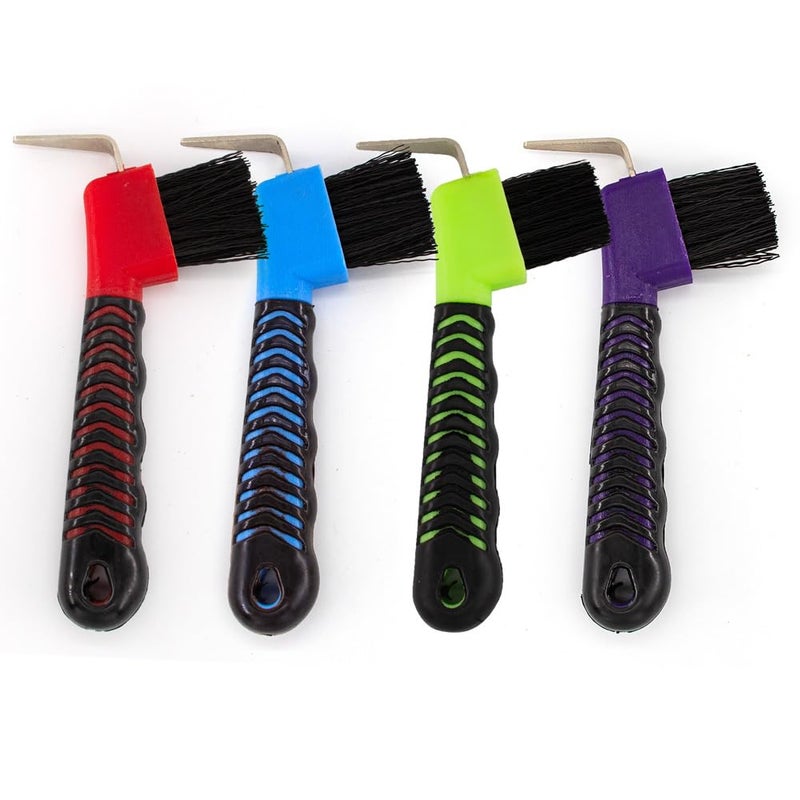 KURSHOW Horse Grooming Tool - Hoof Brush with Stiff Bristled Bristles and Soft Rubber Handle, Efficiently Cleans Horse Hooves and Doubles as a Mud Remover for Boots, Random Color 4PCS - Image 1